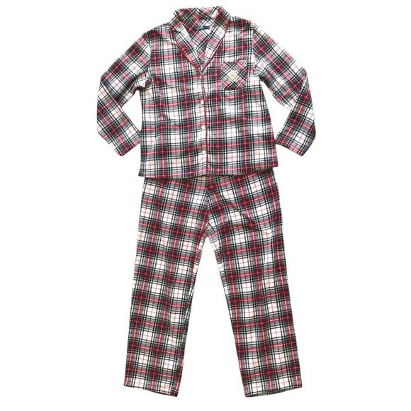 Lauren Ralph Lauren Women's Plaid Flannel Monogram Pajama Set M Classic Preppy - Picture 13 of 14
